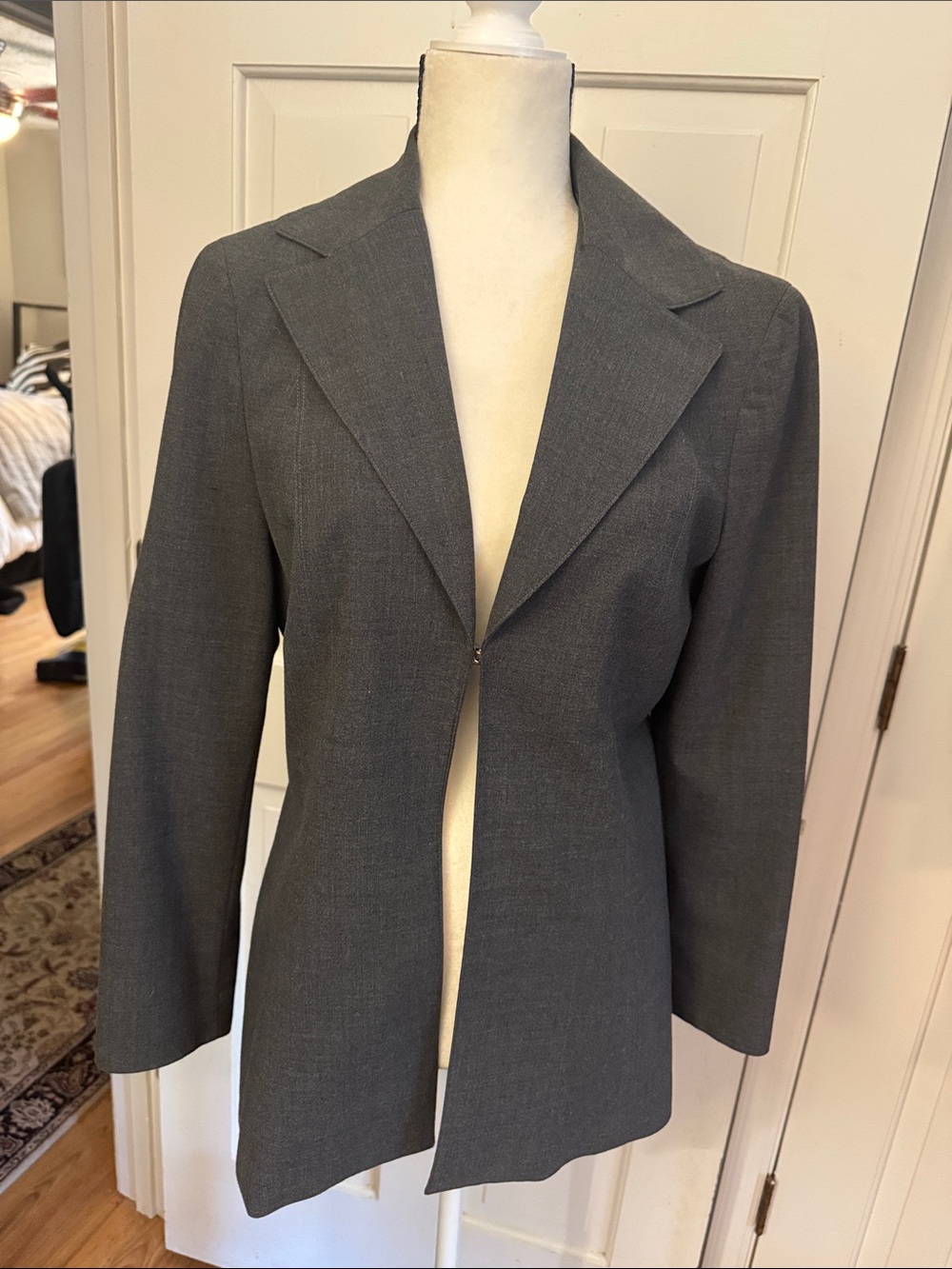 bebe Charcoal Gray Tailored Blazer Jacket
